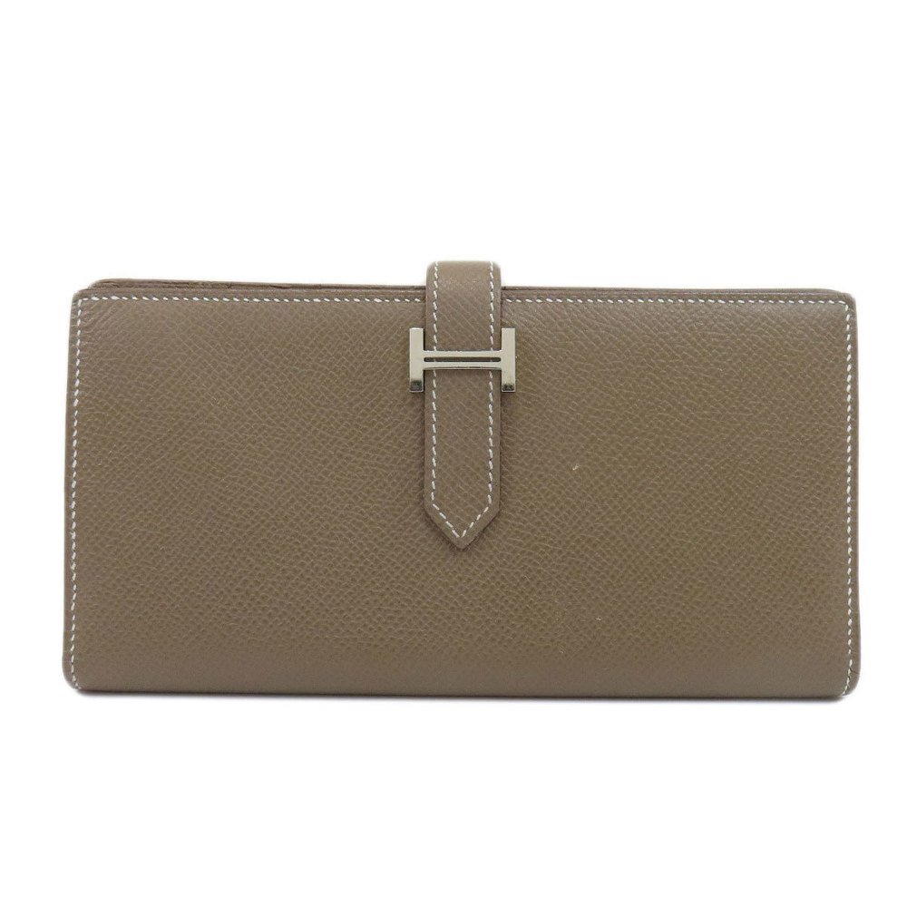 Hermes Bearn Souffle Etoupe Silver Metal Fittings Long Wallet